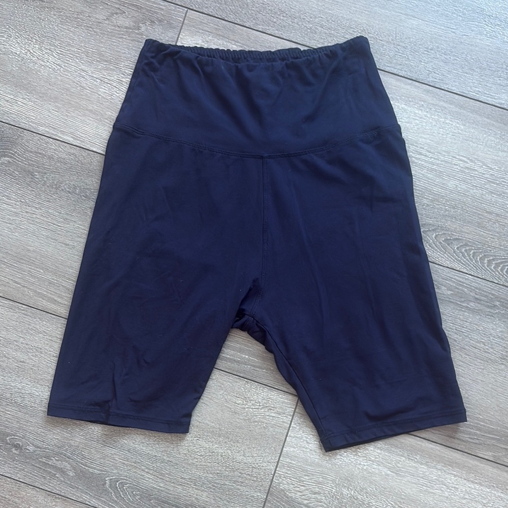 SM350 SHEIN Blue Bike Shorts with Stretchy Fit and Elastic Waistband
